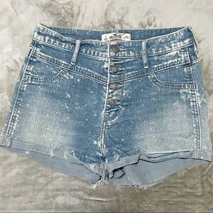 Hollister High Waisted Bleached Distressed Cut Off Jean Shorts Size 25 Blue